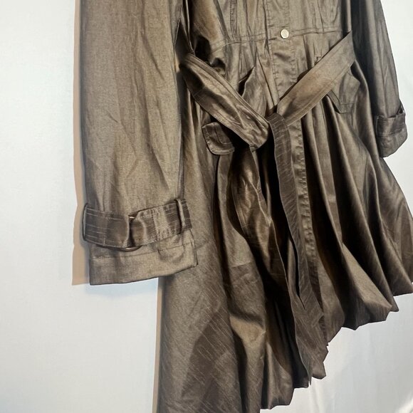 SAMUEL DONG BUBBLE COAT DRESS Women Classic XL Brown Bronze Lined Water Resistan - Picture 11 of 15